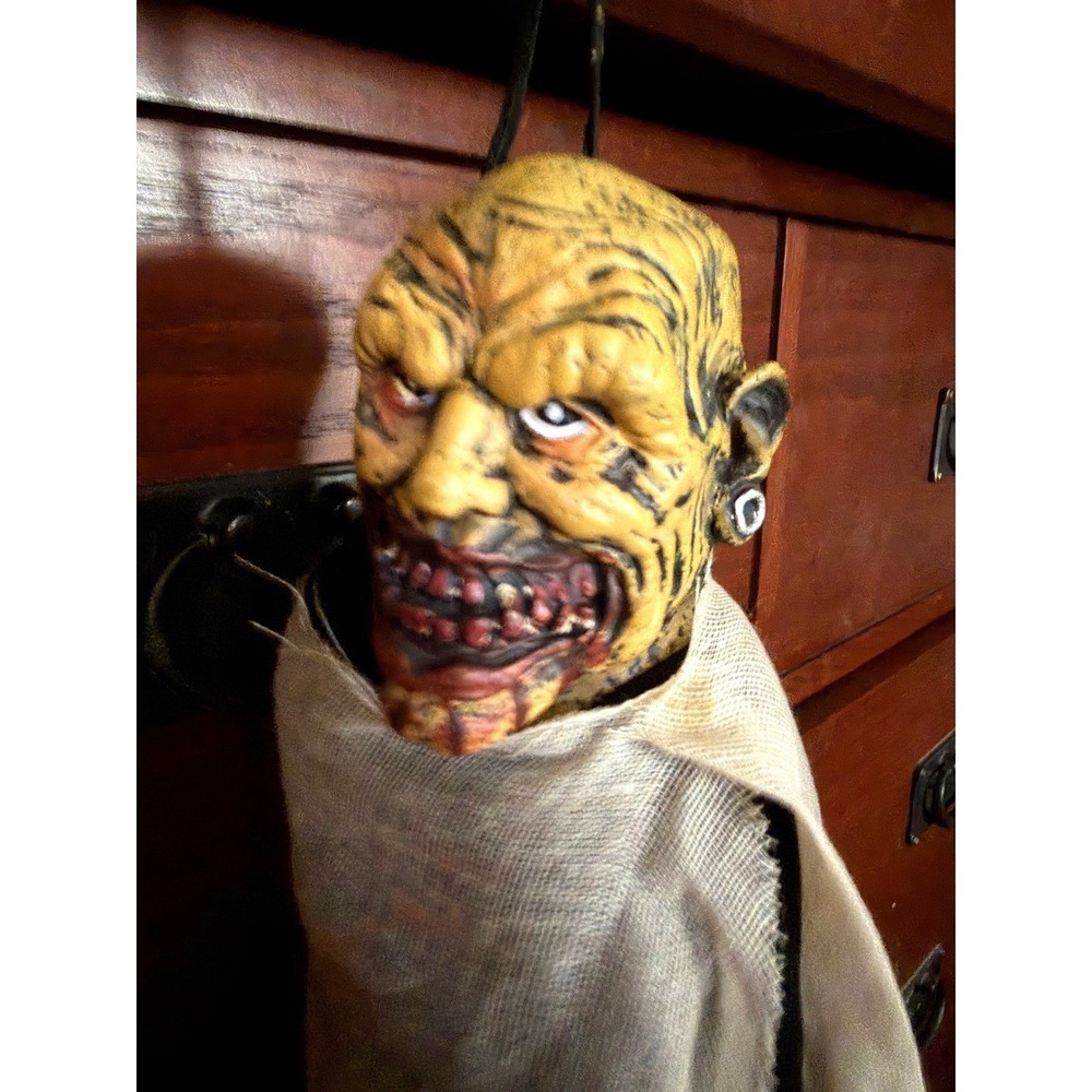 Paper Magic Group PMG 2006 Hanging Zombie Latex Head Halloween Prop Shroud